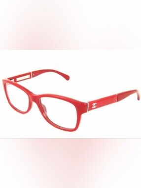 CHANEL Women's Red Eyeglass Frames w/Signature Logos & Face-A-Face Case